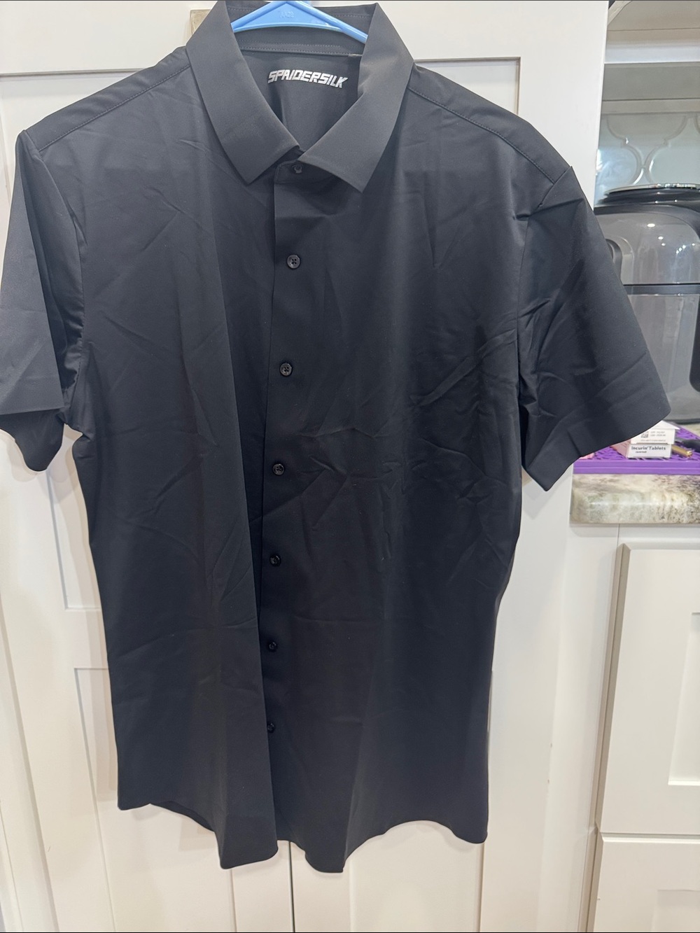 SPIDERSILK Men's Black Short-Sleeve Button-Down Shirt